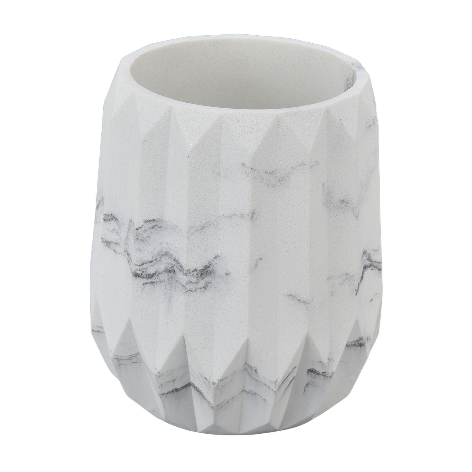 Makeup Brush Holder Durable Glossy Resin Large Capacity Modern Design Marble Vein Makeup Brush Organizer V1294-YM0523-3117220048711