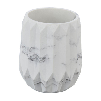 Makeup Brush Holder Durable Glossy Resin Large Capacity Modern Design Marble Vein Makeup Brush Organizer V1294-YM0523-3117220048711