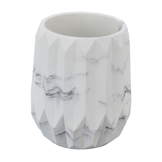 Makeup Brush Holder Durable Glossy Resin Large Capacity Modern Design Marble Vein Makeup Brush Organizer V1294-YM0523-3117220048711