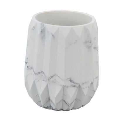 Makeup Brush Holder Durable Glossy Resin Large Capacity Modern Design Marble Vein Makeup Brush Organizer V1294-YM0523-3117220048711
