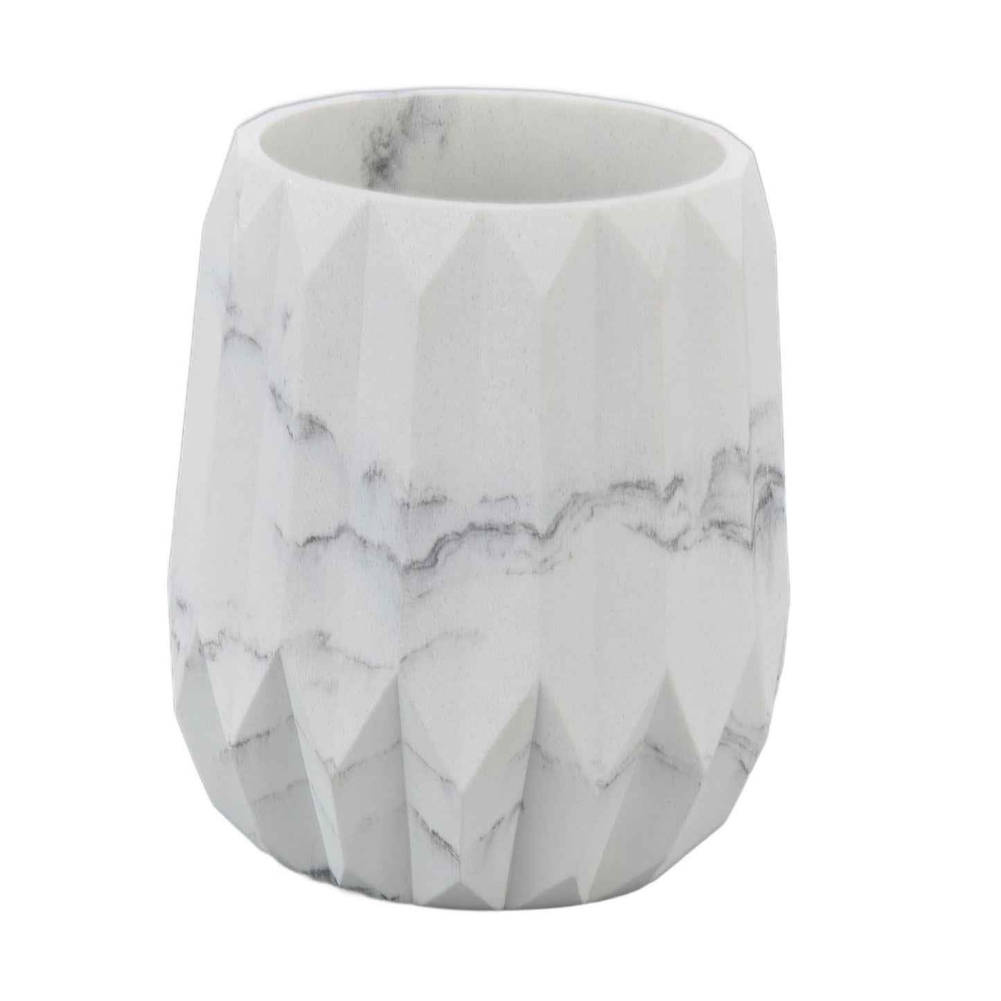 Makeup Brush Holder Durable Glossy Resin Large Capacity Modern Design Marble Vein Makeup Brush Organizer V1294-YM0523-3117220048711