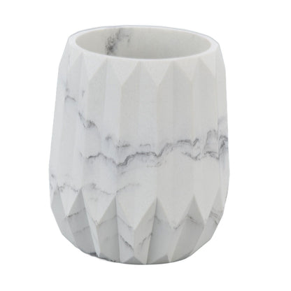 Makeup Brush Holder Durable Glossy Resin Large Capacity Modern Design Marble Vein Makeup Brush Organizer V1294-YM0523-3117220048711