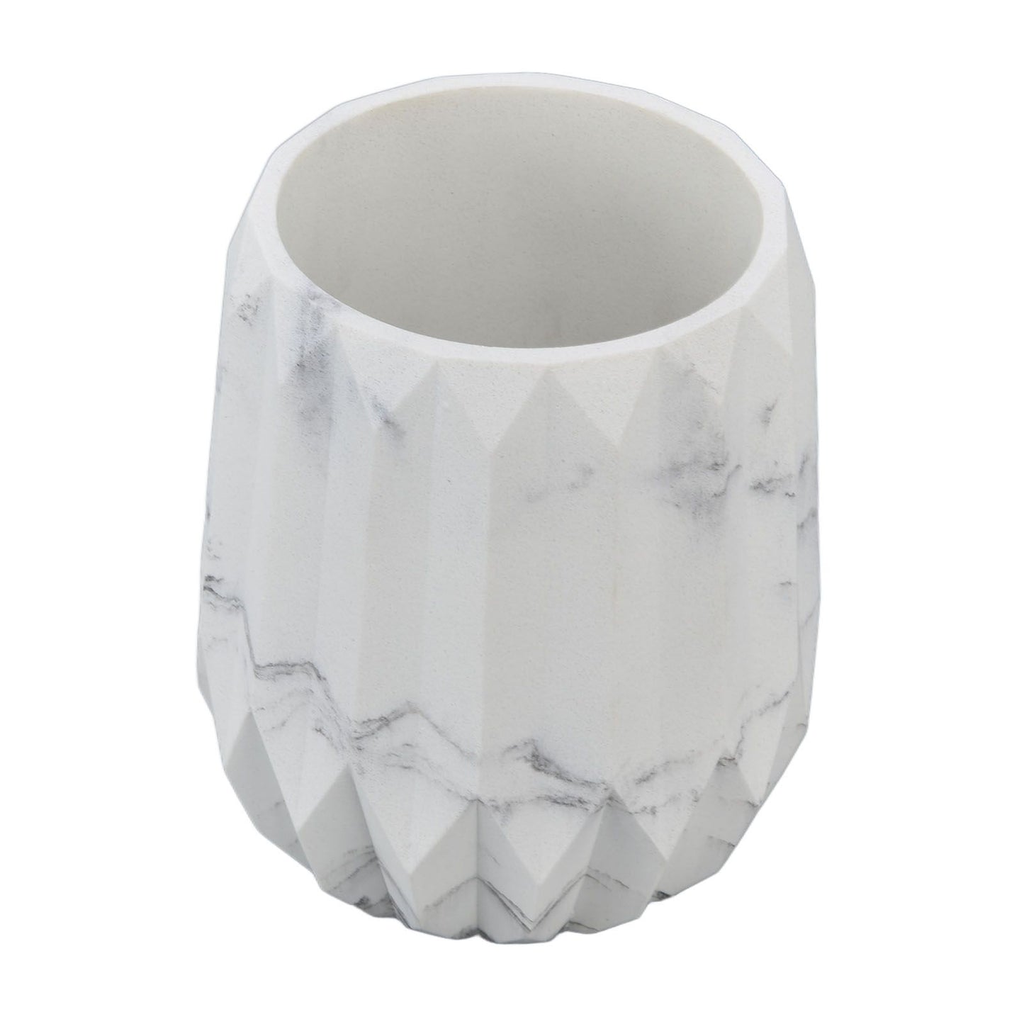 Makeup Brush Holder Durable Glossy Resin Large Capacity Modern Design Marble Vein Makeup Brush Organizer V1294-YM0523-3117220048711
