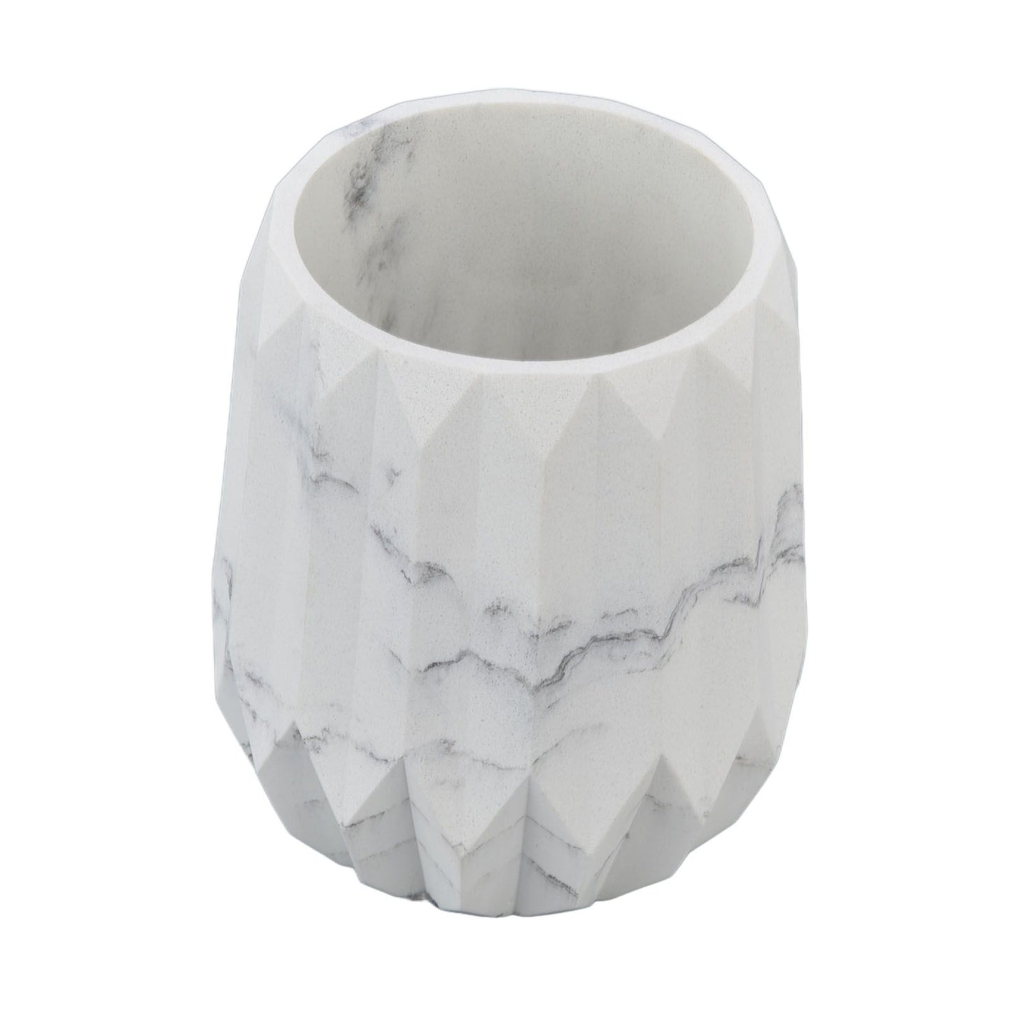 Makeup Brush Holder Durable Glossy Resin Large Capacity Modern Design Marble Vein Makeup Brush Organizer V1294-YM0523-3117220048711