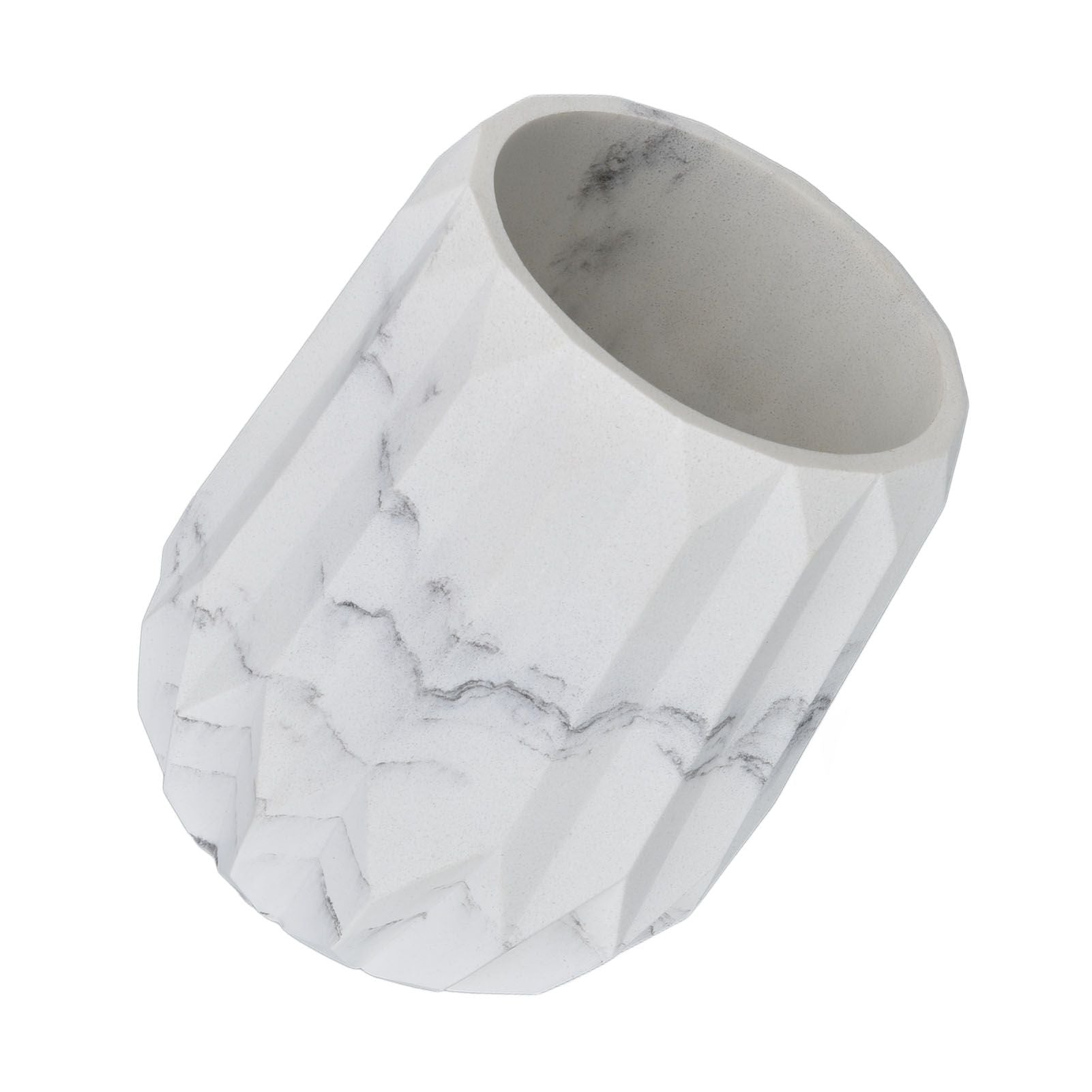 Makeup Brush Holder Durable Glossy Resin Large Capacity Modern Design Marble Vein Makeup Brush Organizer V1294-YM0523-3117220048711