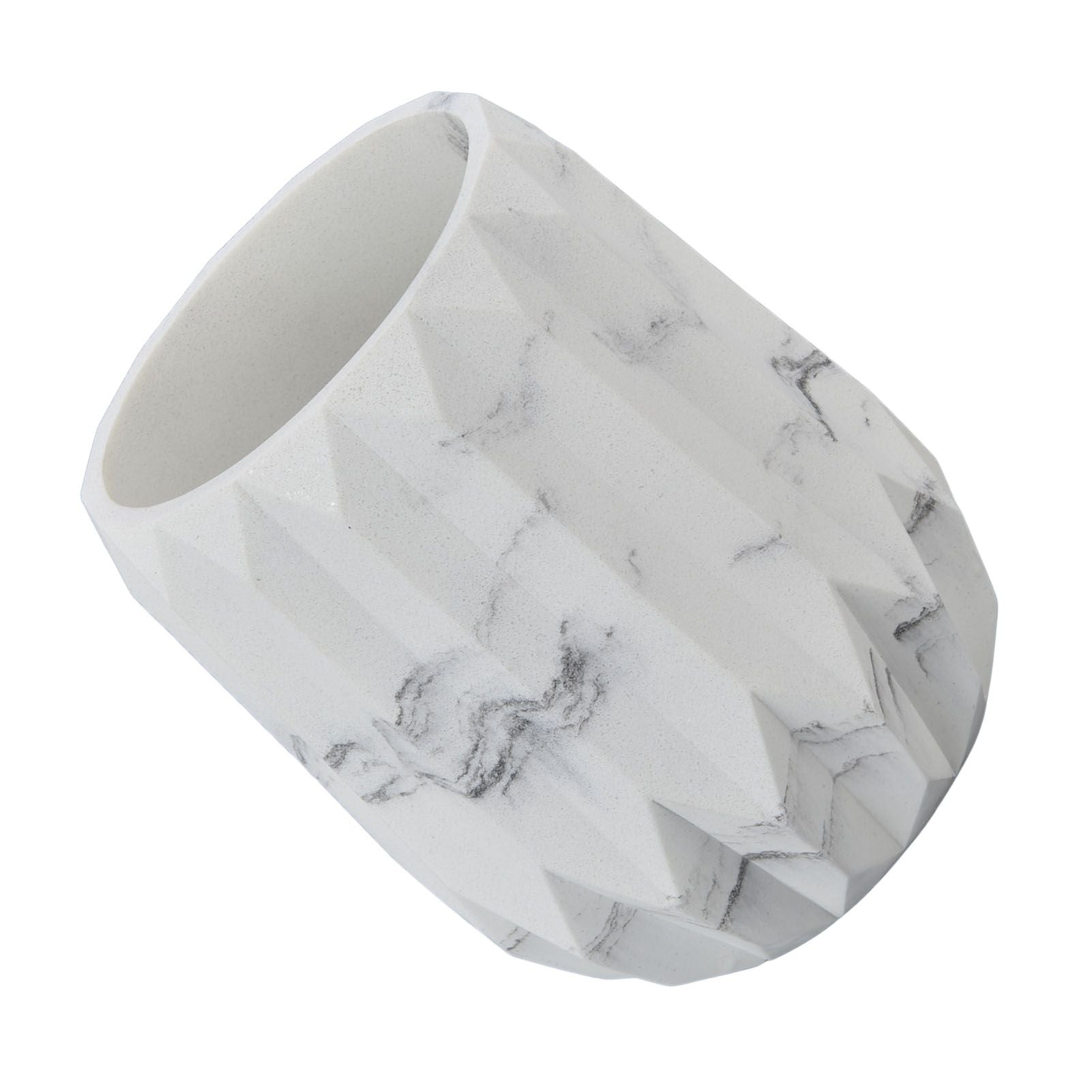 Makeup Brush Holder Durable Glossy Resin Large Capacity Modern Design Marble Vein Makeup Brush Organizer V1294-YM0523-3117220048711