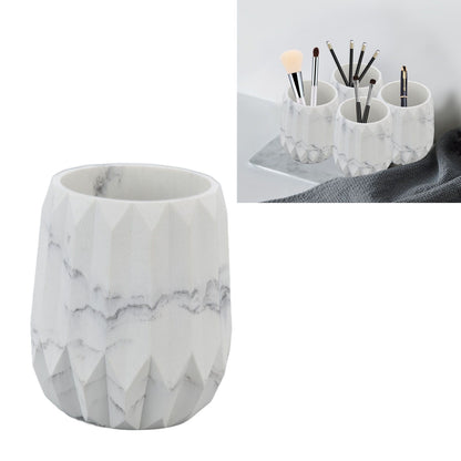 Makeup Brush Holder Durable Glossy Resin Large Capacity Modern Design Marble Vein Makeup Brush Organizer V1294-YM0523-3117220048711