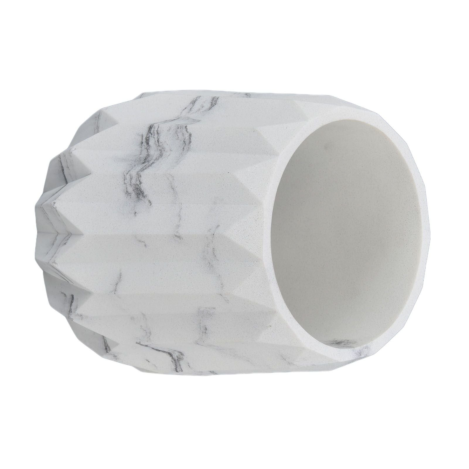 Makeup Brush Holder Durable Glossy Resin Large Capacity Modern Design Marble Vein Makeup Brush Organizer V1294-YM0523-3117220048711