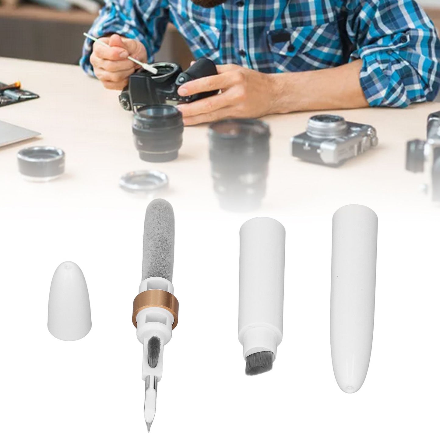 Bluetooth Earbuds Cleaning Pen Multifunction Earphones Case Cleaning Tools for IOS Earbuds Gold V1294-YM0523-3117220050411