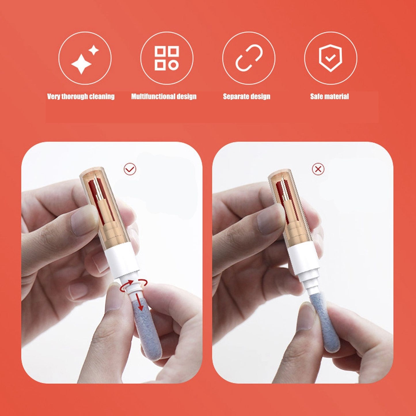 Bluetooth Earbuds Cleaning Kit Multi Function Portable Earphone Brush Dust Removal Pen for IOS White V1294-YM0523-3117220050511