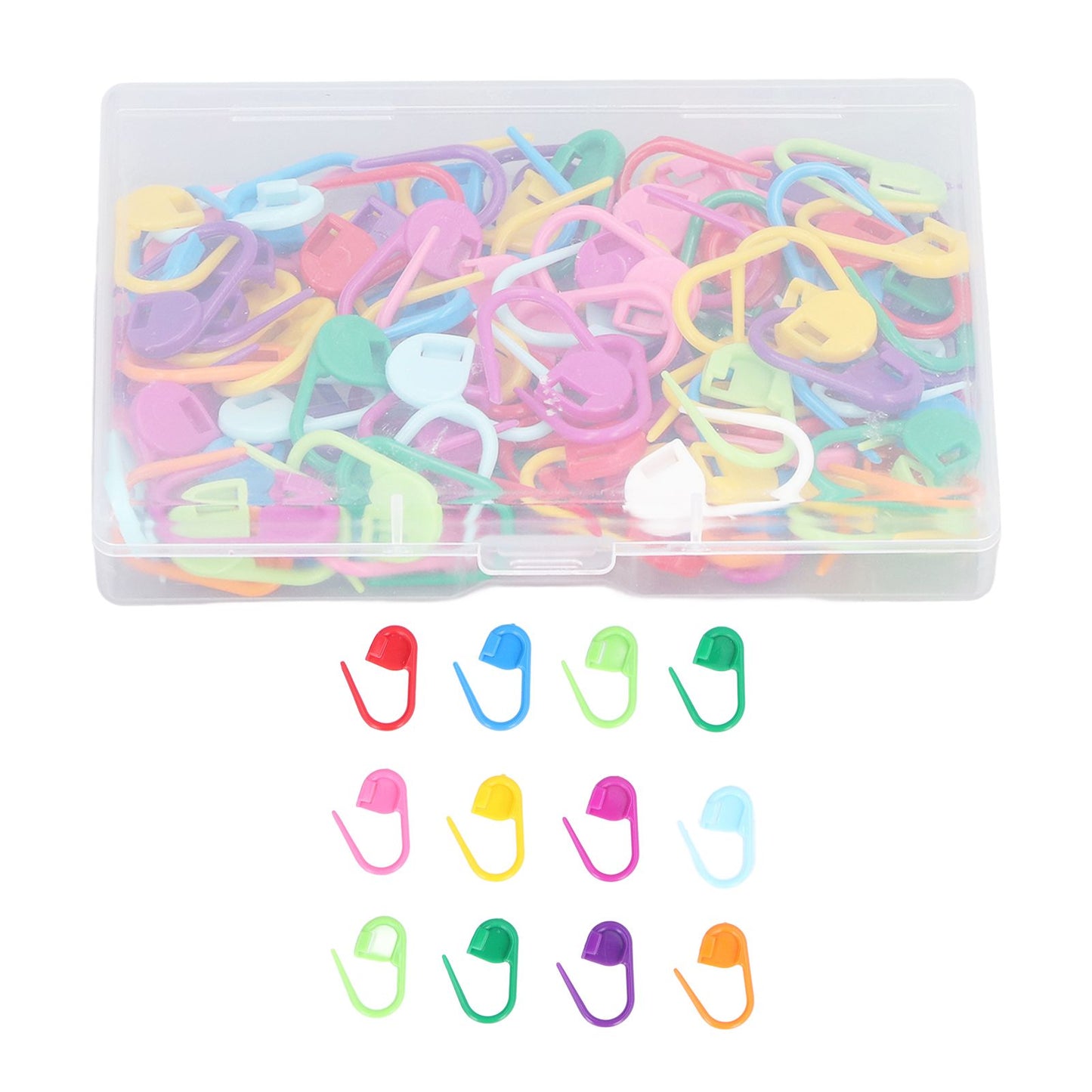 100pcs Stitch Markers Box Packaging Colorful Plastic Material Crochet Locking Markers for Marking Counting V1294-YM0523-3117220052011