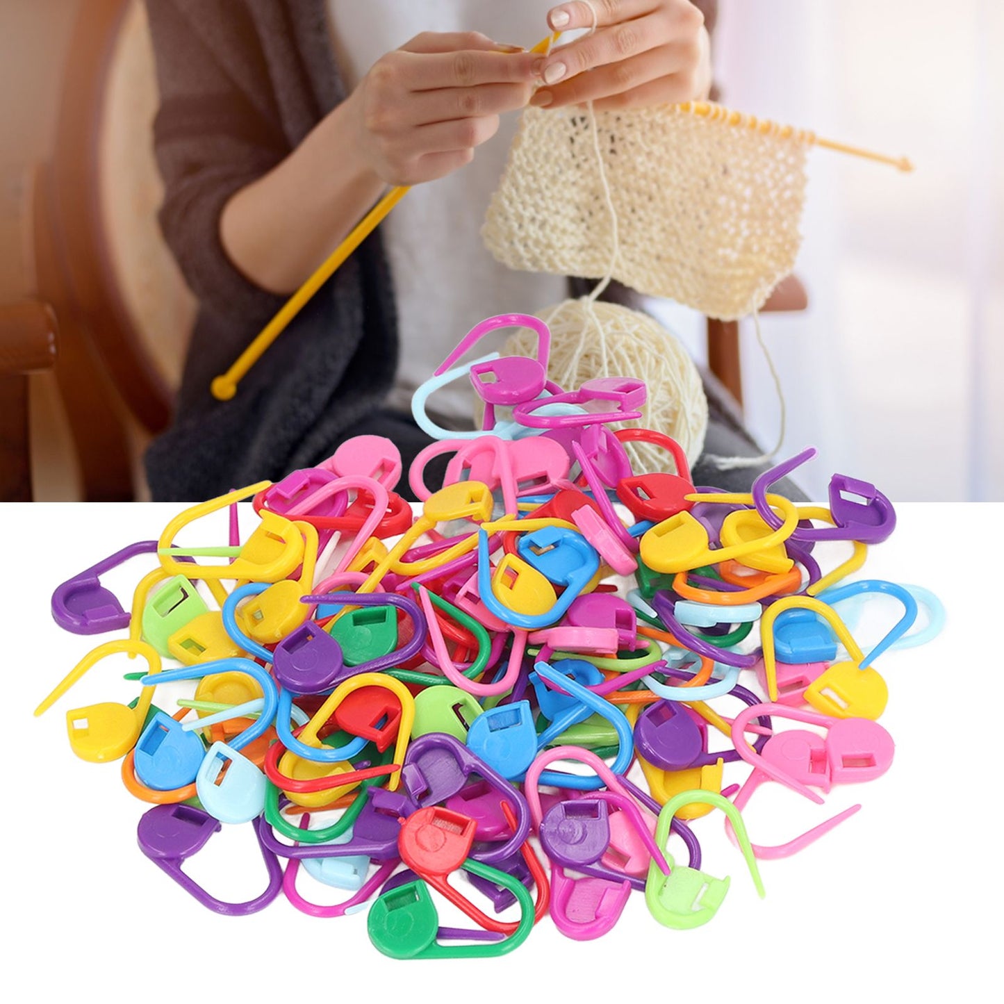 100pcs Stitch Markers Box Packaging Colorful Plastic Material Crochet Locking Markers for Marking Counting V1294-YM0523-3117220052011