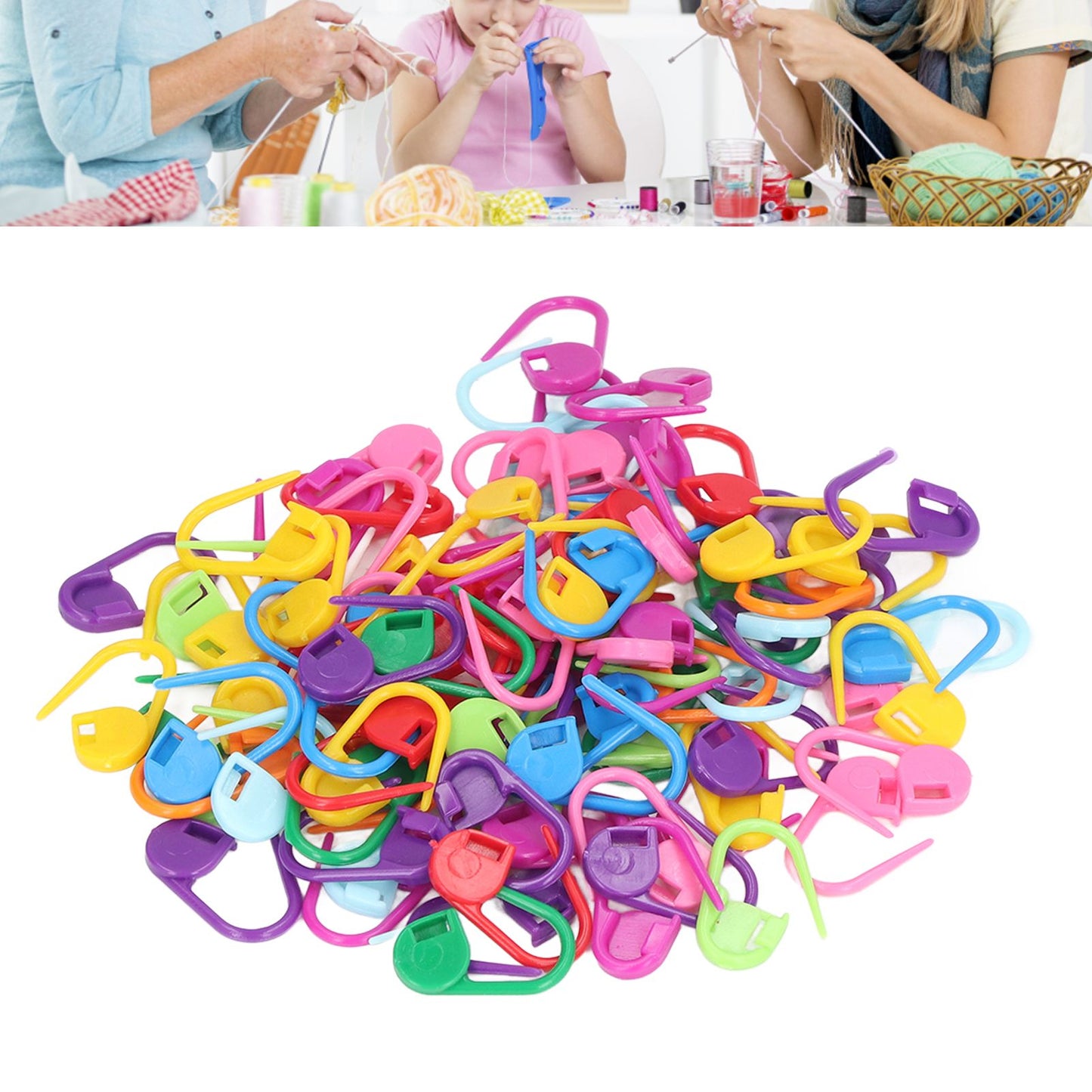 100pcs Stitch Markers Box Packaging Colorful Plastic Material Crochet Locking Markers for Marking Counting V1294-YM0523-3117220052011