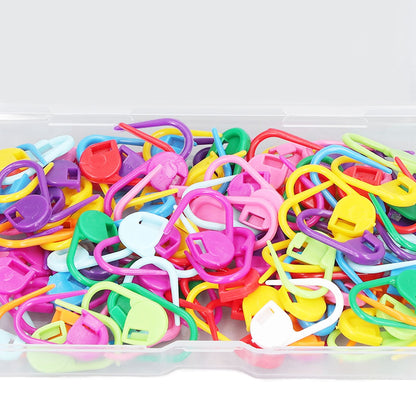 100pcs Stitch Markers Box Packaging Colorful Plastic Material Crochet Locking Markers for Marking Counting V1294-YM0523-3117220052011
