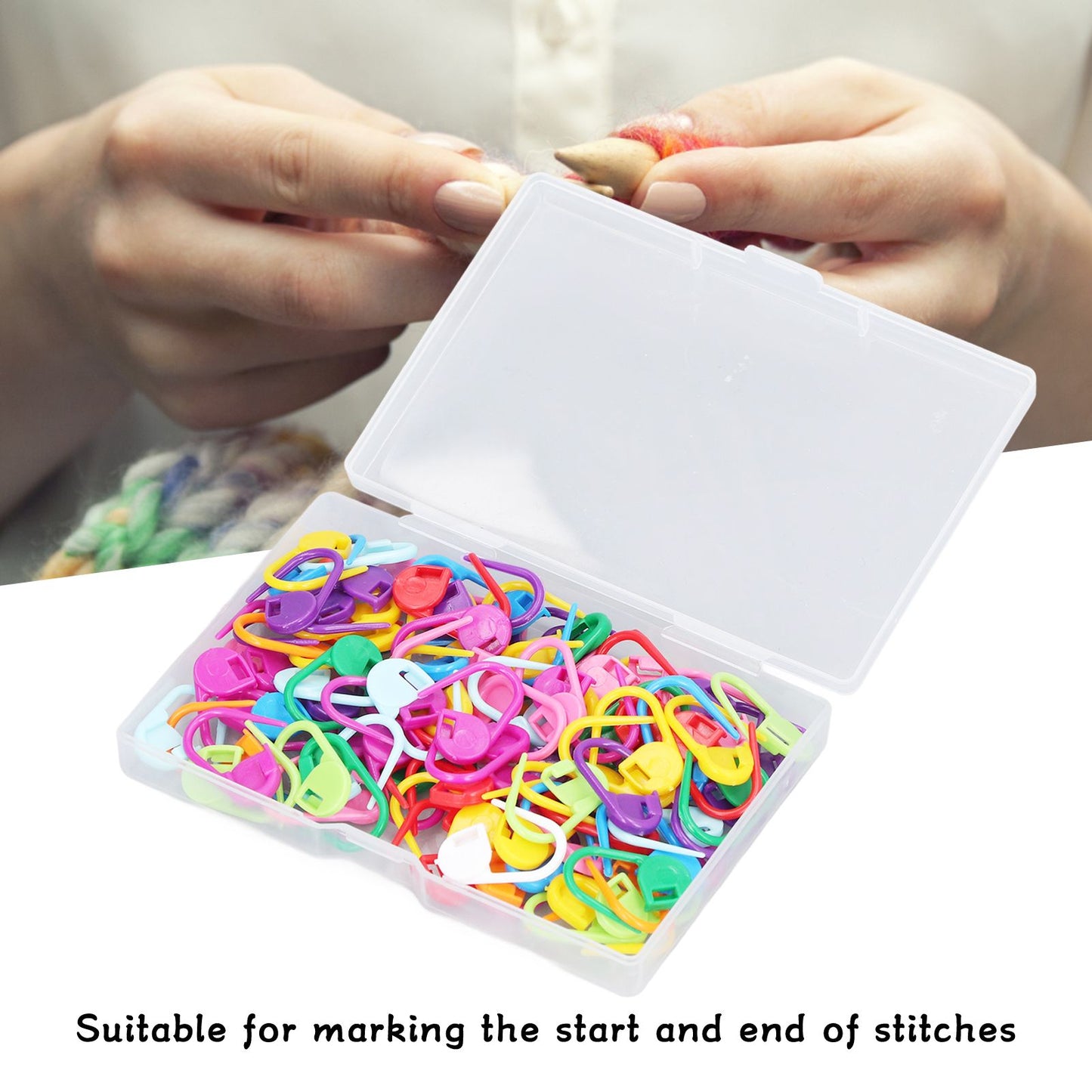 100pcs Stitch Markers Box Packaging Colorful Plastic Material Crochet Locking Markers for Marking Counting V1294-YM0523-3117220052011