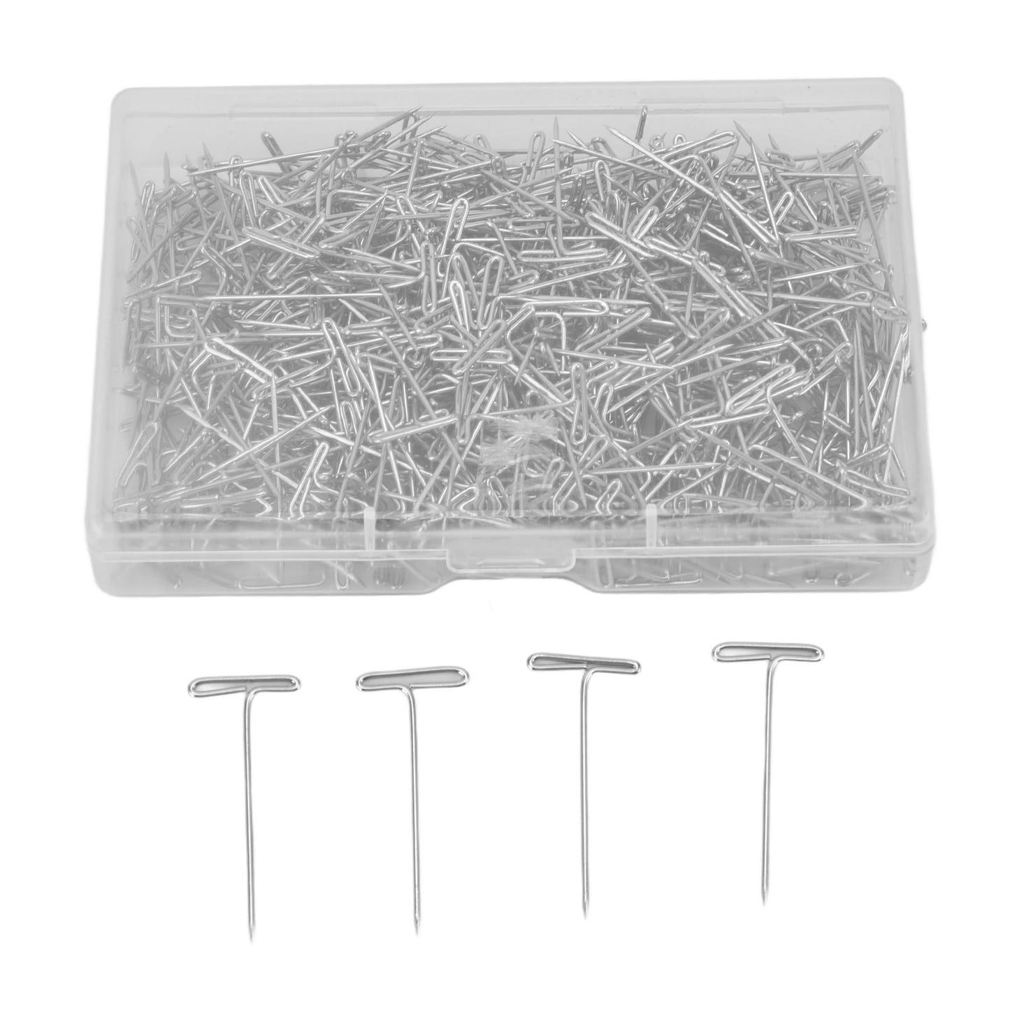 500pcs Stainless Steel T Pins 27mm/1.06in Wig T Pins T Shaped Needles with Plastic Box for Sewing Modelling V1294-YM0523-3117220052111