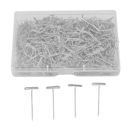500pcs Stainless Steel T Pins 27mm/1.06in Wig T Pins T Shaped Needles with Plastic Box for Sewing Modelling V1294-YM0523-3117220052111