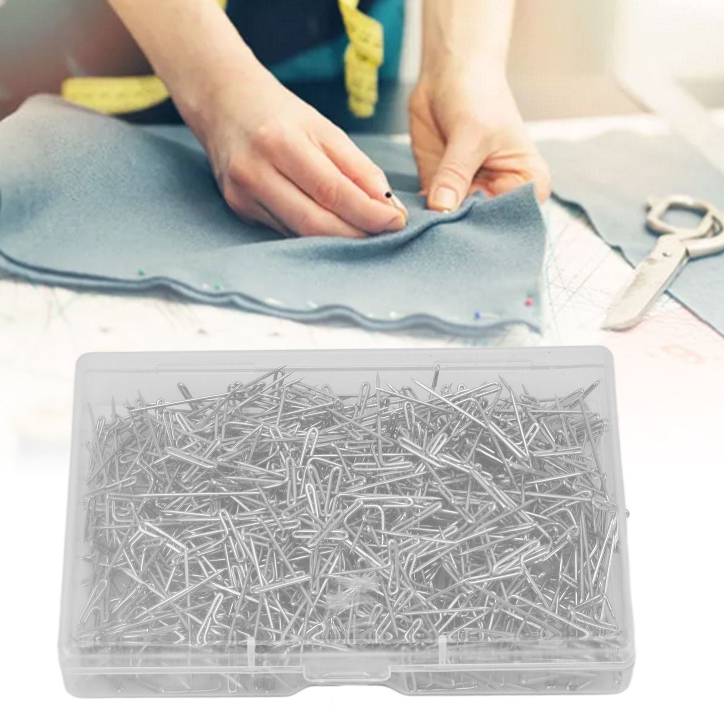 500pcs Stainless Steel T Pins 27mm/1.06in Wig T Pins T Shaped Needles with Plastic Box for Sewing Modelling V1294-YM0523-3117220052111