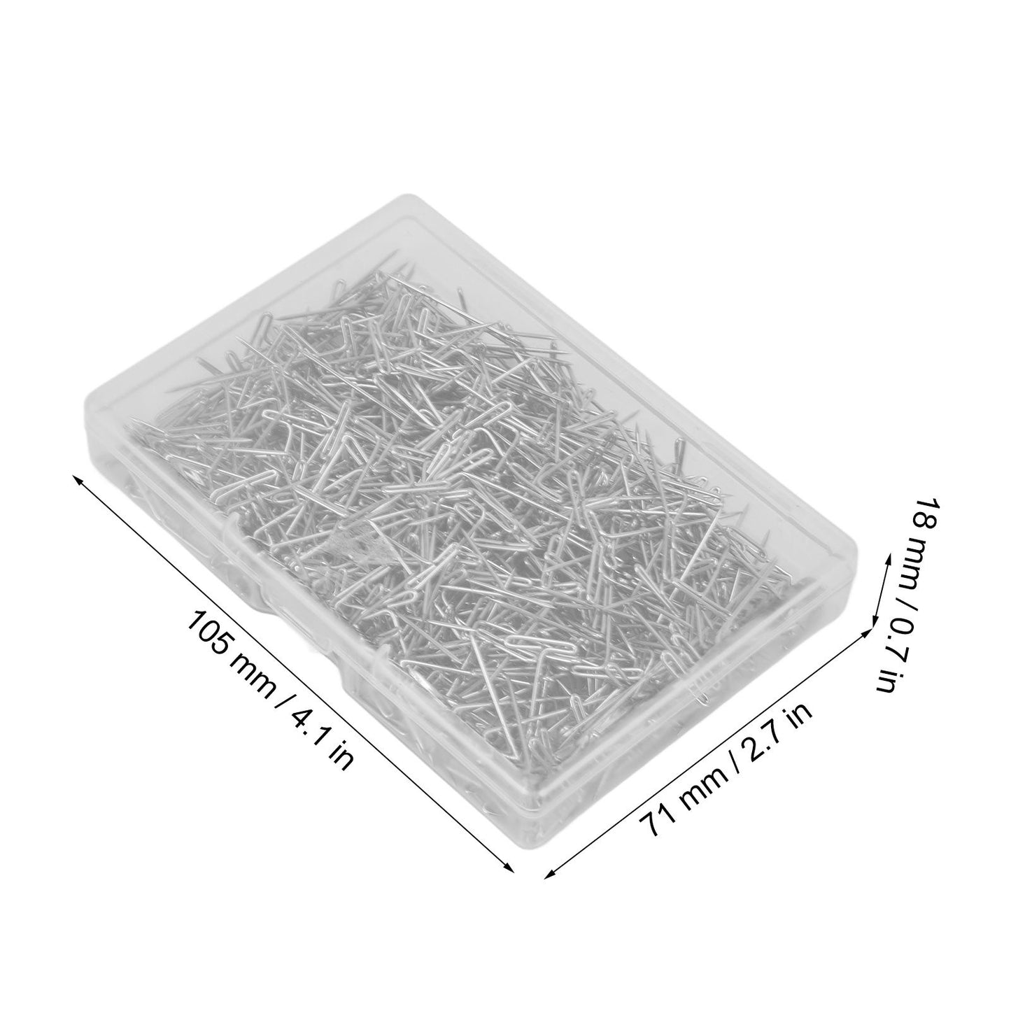 500pcs Stainless Steel T Pins 27mm/1.06in Wig T Pins T Shaped Needles with Plastic Box for Sewing Modelling V1294-YM0523-3117220052111