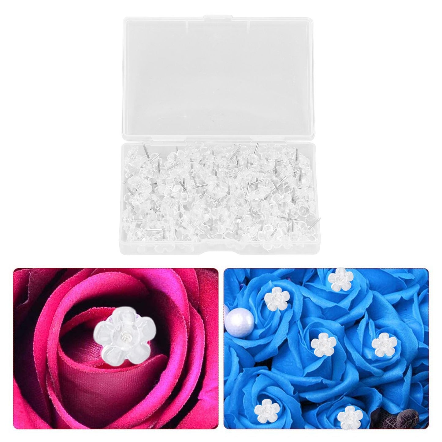 100 Pcs Corsage Pins Transparent White Plastic Flower Head Positioning Pins Corsage Pins Handicraft Decoration V1294-YM0523-3117220052211