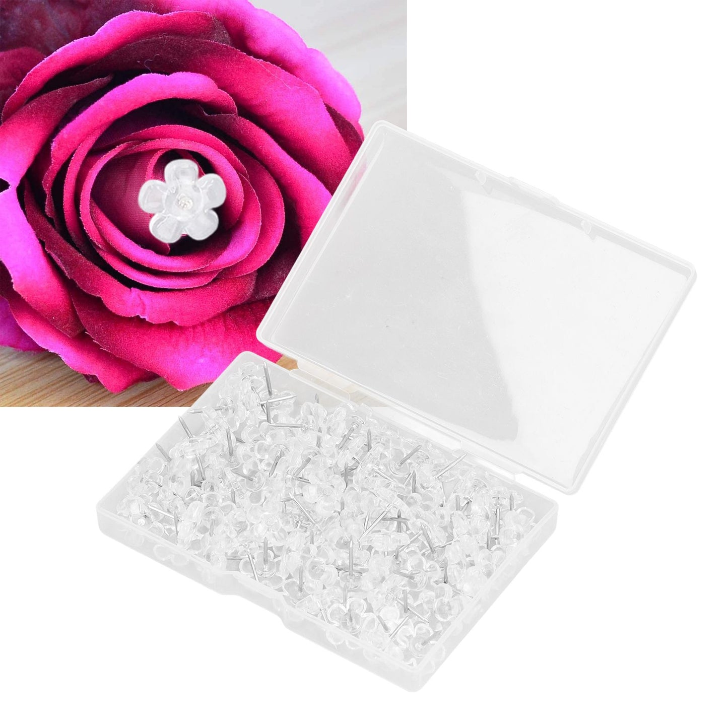 100 Pcs Corsage Pins Transparent White Plastic Flower Head Positioning Pins Corsage Pins Handicraft Decoration V1294-YM0523-3117220052211