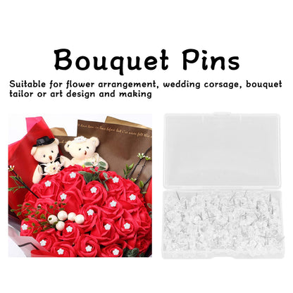 100 Pcs Corsage Pins Transparent White Plastic Flower Head Positioning Pins Corsage Pins Handicraft Decoration V1294-YM0523-3117220052211