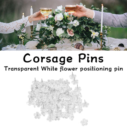 100 Pcs Corsage Pins Transparent White Plastic Flower Head Positioning Pins Corsage Pins Handicraft Decoration V1294-YM0523-3117220052211