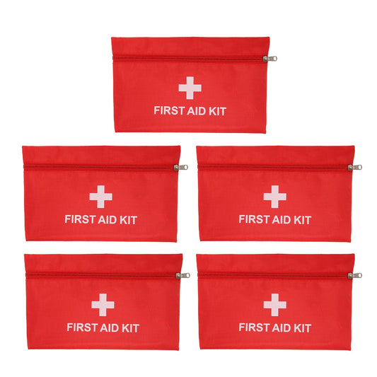 5Pcs/Set Potable Medicine Bag Empty Aid Case Rescue Pouch Waterproof Nylon Red for Home Outdoor Travel Large V1294-YM0523-3117220052411