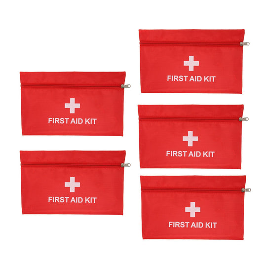 5Pcs/Set Potable Medicine Bag Empty Aid Case Rescue Pouch Waterproof Nylon Red for Home Outdoor Travel Large V1294-YM0523-3117220052411