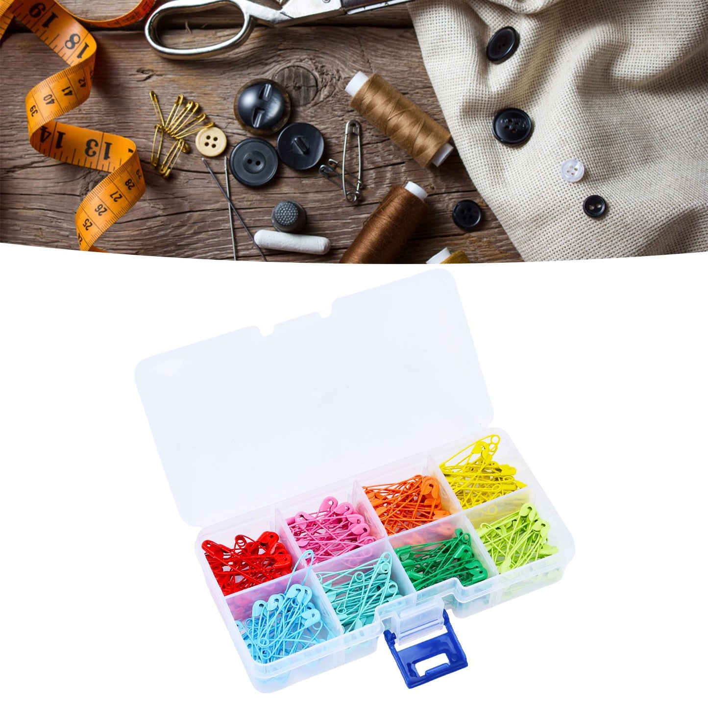 240Pcs Colorful Safety Pins 32mm Stainless Steel Safety Pins Mini DIY Sewing Quilting Tools V1294-YM0523-3117220052511