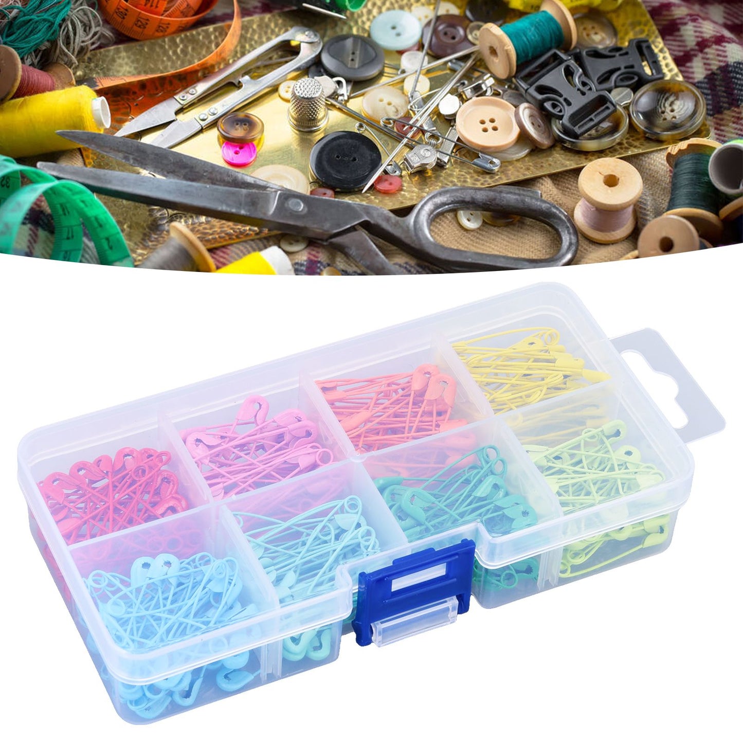 240Pcs Colorful Safety Pins 32mm Stainless Steel Safety Pins Mini DIY Sewing Quilting Tools V1294-YM0523-3117220052511