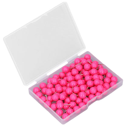 100Pcs Push Pins Map Tacks Steel Plastic Decorative Marking Pins for Cork Boards 9.5x20mm Rose Red V1294-YM0523-3117220052711