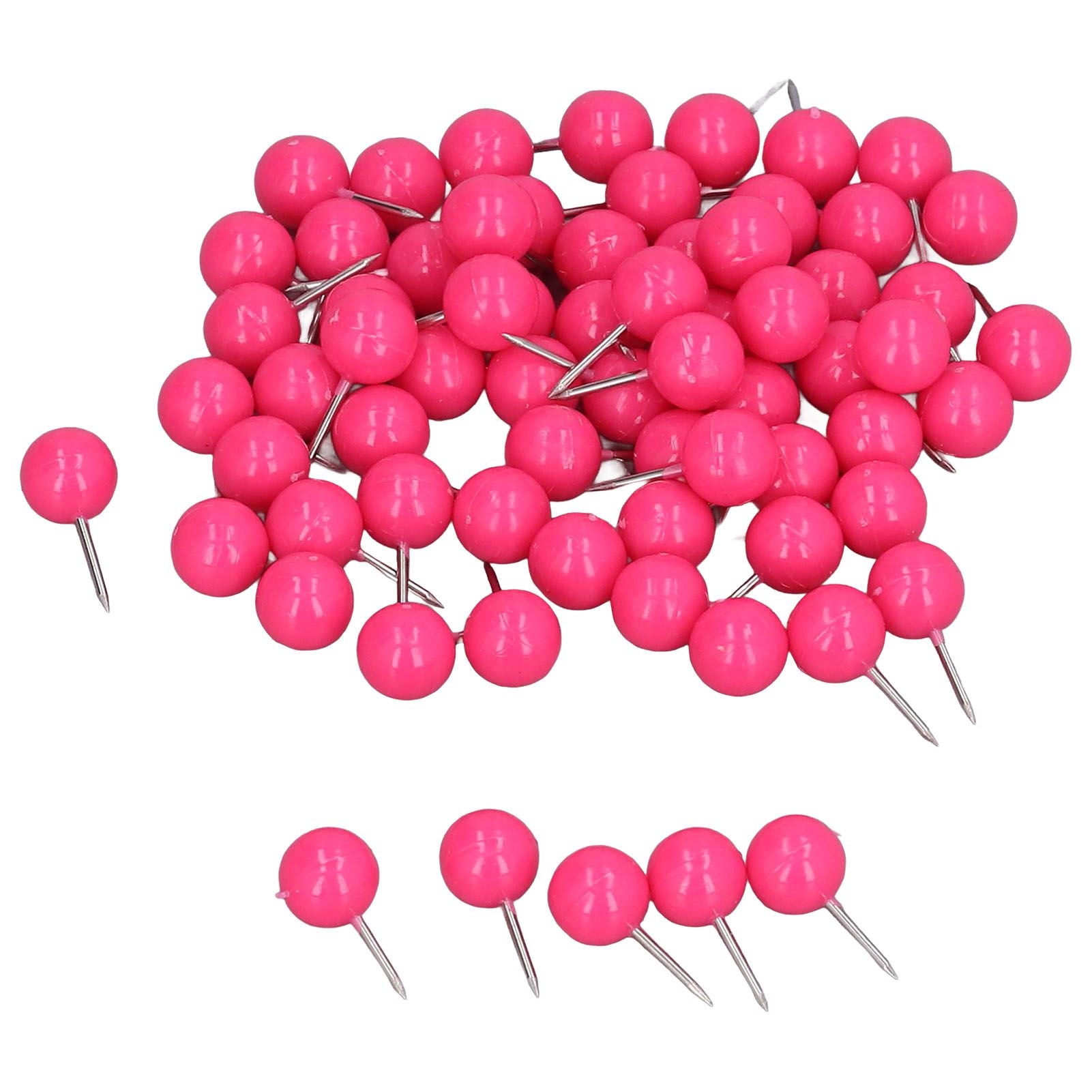100Pcs Push Pins Map Tacks Steel Plastic Decorative Marking Pins for Cork Boards 9.5x20mm Rose Red V1294-YM0523-3117220052711