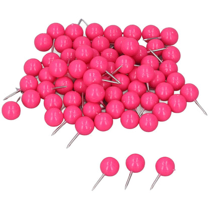 100Pcs Push Pins Map Tacks Steel Plastic Decorative Marking Pins for Cork Boards 9.5x20mm Rose Red V1294-YM0523-3117220052711