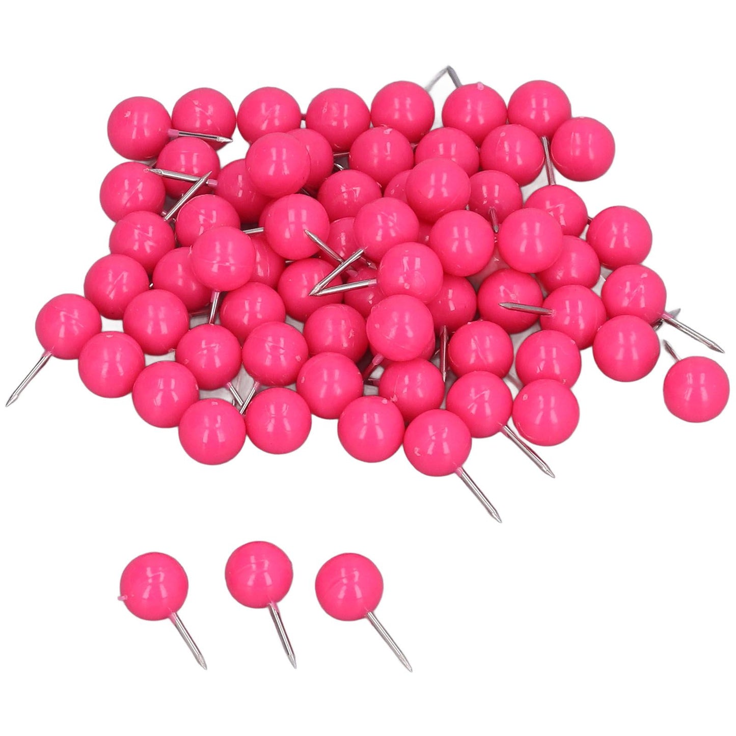 100Pcs Push Pins Map Tacks Steel Plastic Decorative Marking Pins for Cork Boards 9.5x20mm Rose Red V1294-YM0523-3117220052711