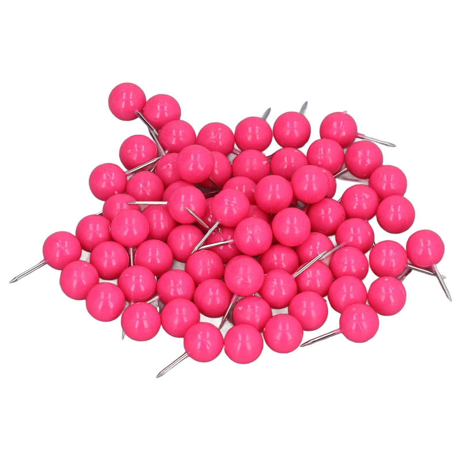 100Pcs Push Pins Map Tacks Steel Plastic Decorative Marking Pins for Cork Boards 9.5x20mm Rose Red V1294-YM0523-3117220052711