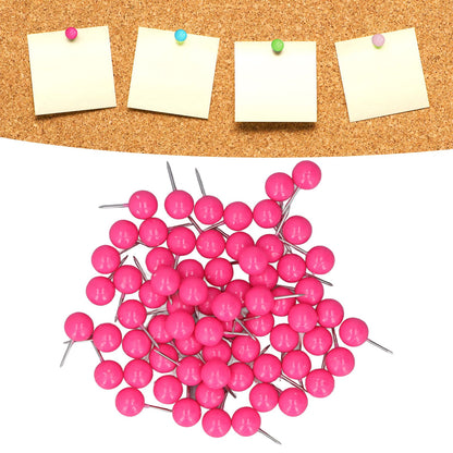 100Pcs Push Pins Map Tacks Steel Plastic Decorative Marking Pins for Cork Boards 9.5x20mm Rose Red V1294-YM0523-3117220052711