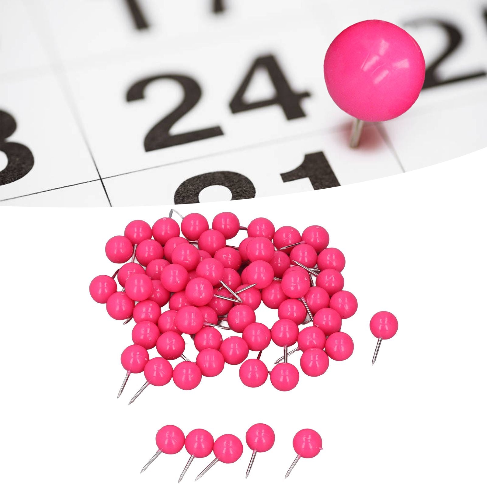 100Pcs Push Pins Map Tacks Steel Plastic Decorative Marking Pins for Cork Boards 9.5x20mm Rose Red V1294-YM0523-3117220052711