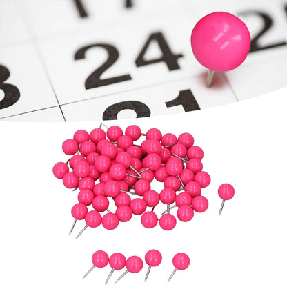 100Pcs Push Pins Map Tacks Steel Plastic Decorative Marking Pins for Cork Boards 9.5x20mm Rose Red V1294-YM0523-3117220052711