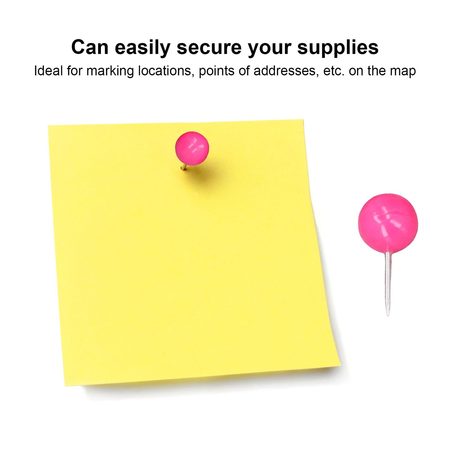100Pcs Push Pins Map Tacks Steel Plastic Decorative Marking Pins for Cork Boards 9.5x20mm Rose Red V1294-YM0523-3117220052711