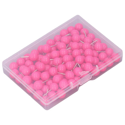 100Pcs Push Pins Map Tacks Steel Plastic Decorative Marking Pins for Cork Boards 9.5x20mm Rose Red V1294-YM0523-3117220052711