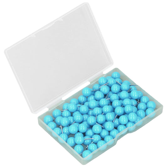 100Pcs Push Pins Map Tacks Steel Plastic Decorative Marking Pins for Cork Boards 9.5x20mm Blue V1294-YM0523-3117220052712