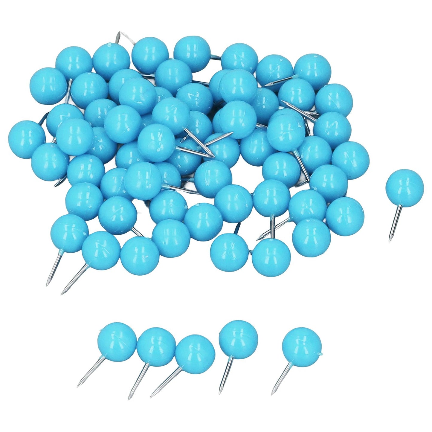 100Pcs Push Pins Map Tacks Steel Plastic Decorative Marking Pins for Cork Boards 9.5x20mm Blue V1294-YM0523-3117220052712