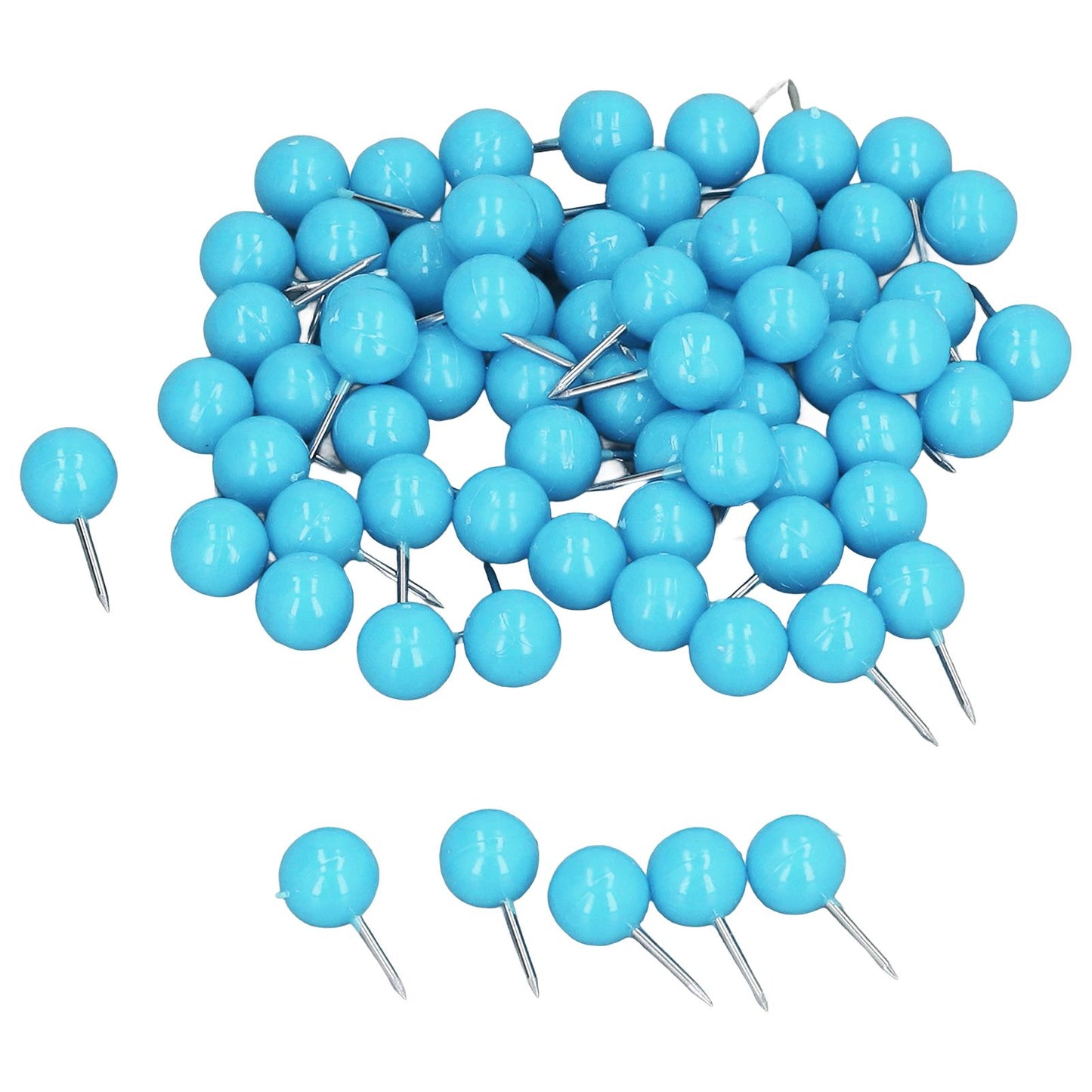 100Pcs Push Pins Map Tacks Steel Plastic Decorative Marking Pins for Cork Boards 9.5x20mm Blue V1294-YM0523-3117220052712
