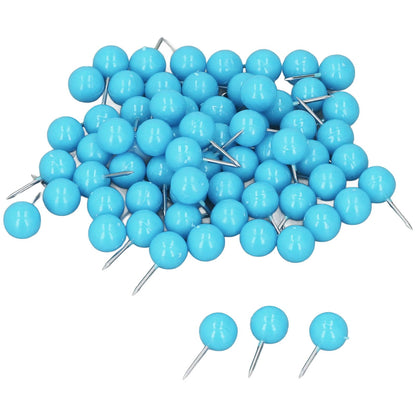 100Pcs Push Pins Map Tacks Steel Plastic Decorative Marking Pins for Cork Boards 9.5x20mm Blue V1294-YM0523-3117220052712