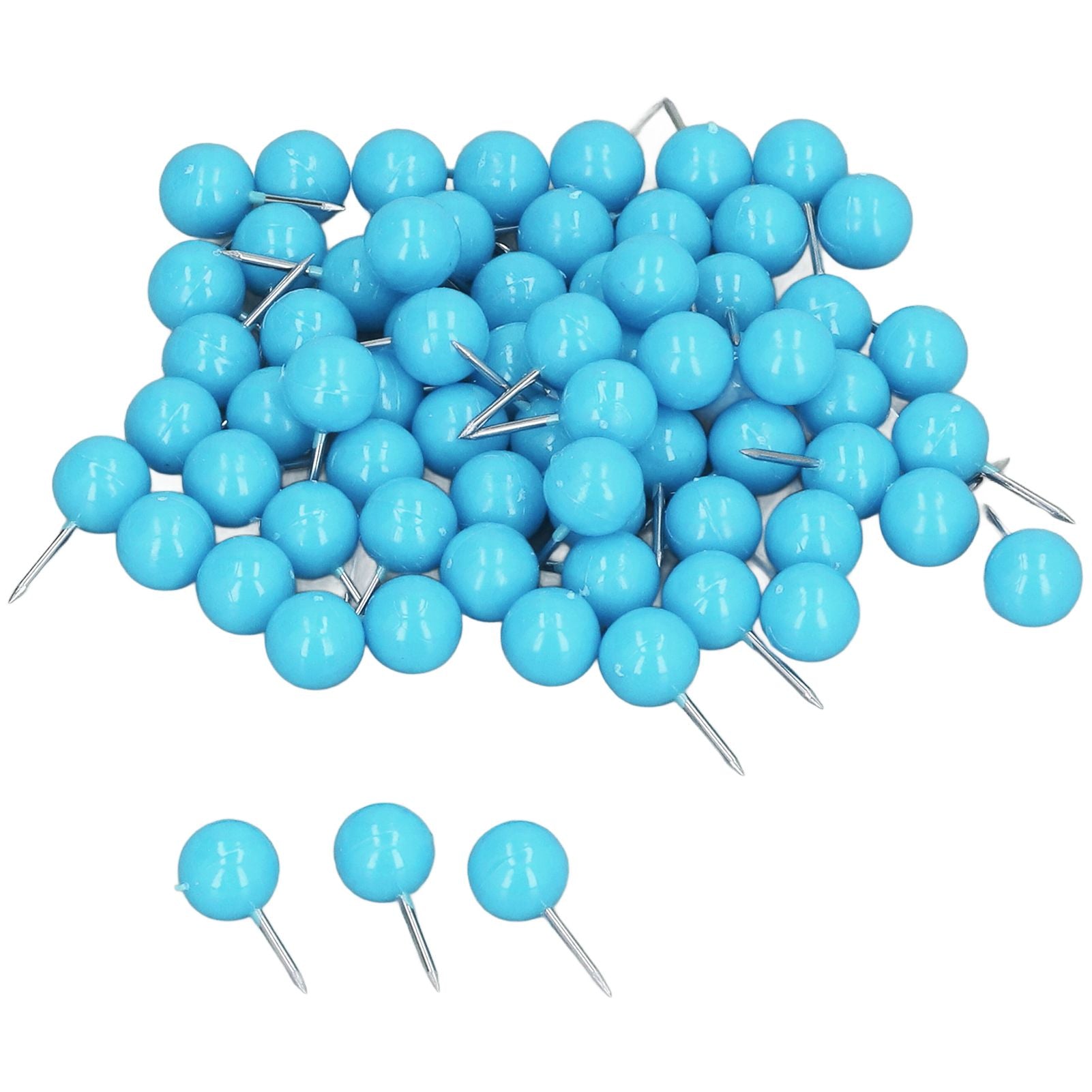 100Pcs Push Pins Map Tacks Steel Plastic Decorative Marking Pins for Cork Boards 9.5x20mm Blue V1294-YM0523-3117220052712
