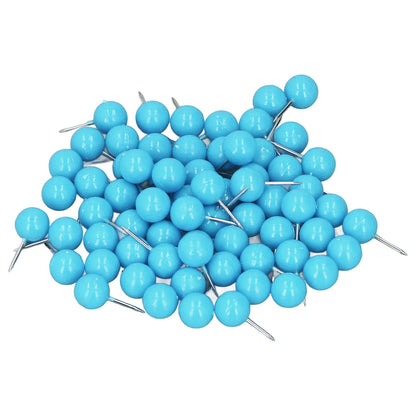 100Pcs Push Pins Map Tacks Steel Plastic Decorative Marking Pins for Cork Boards 9.5x20mm Blue V1294-YM0523-3117220052712