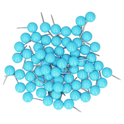 100Pcs Push Pins Map Tacks Steel Plastic Decorative Marking Pins for Cork Boards 9.5x20mm Blue V1294-YM0523-3117220052712