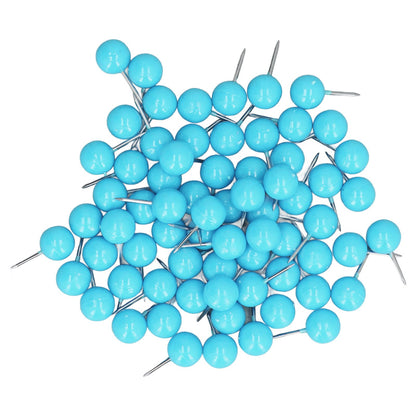 100Pcs Push Pins Map Tacks Steel Plastic Decorative Marking Pins for Cork Boards 9.5x20mm Blue V1294-YM0523-3117220052712