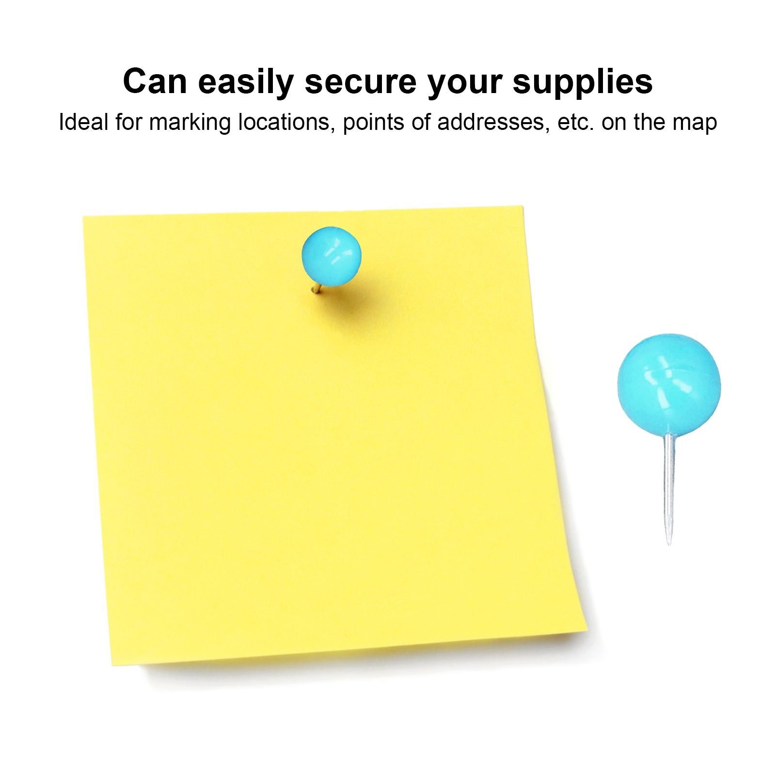 100Pcs Push Pins Map Tacks Steel Plastic Decorative Marking Pins for Cork Boards 9.5x20mm Blue V1294-YM0523-3117220052712